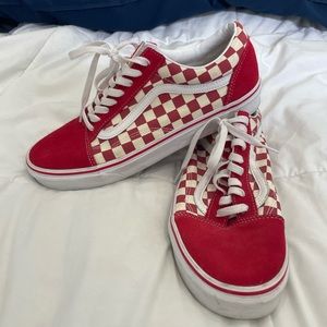 Vans checkerboard Red and White Shoes